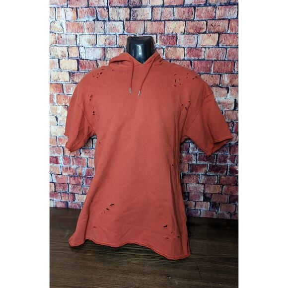 Men PacSun Orange Short-Sleeve Pullover Hoodie Sweatshirt, Size S - Picture 3 of 5